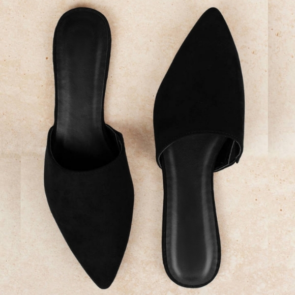 NEW SHEIN Celica Black Vegan Suede Pointed Toe Slip On Mule Size 6.5 - Picture 3 of 12